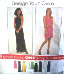 8015 SIMPLICITY DESIGN YOUR KNIT STRAPPY/ 1 SHOULDER /HALTER DRESS PATTERN 10-14
